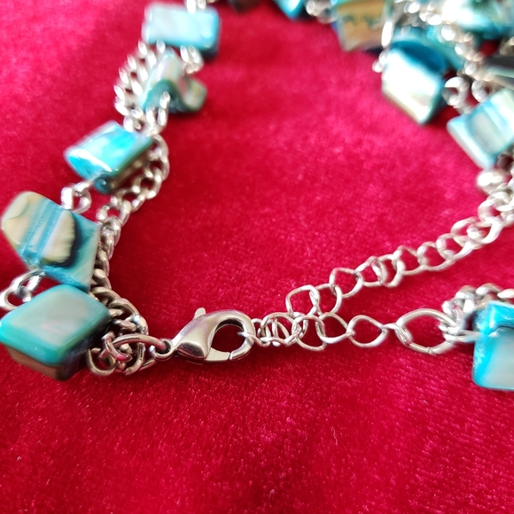 Two Strand Blue Shell and Glass bead Necklace - Picture 7 of 11